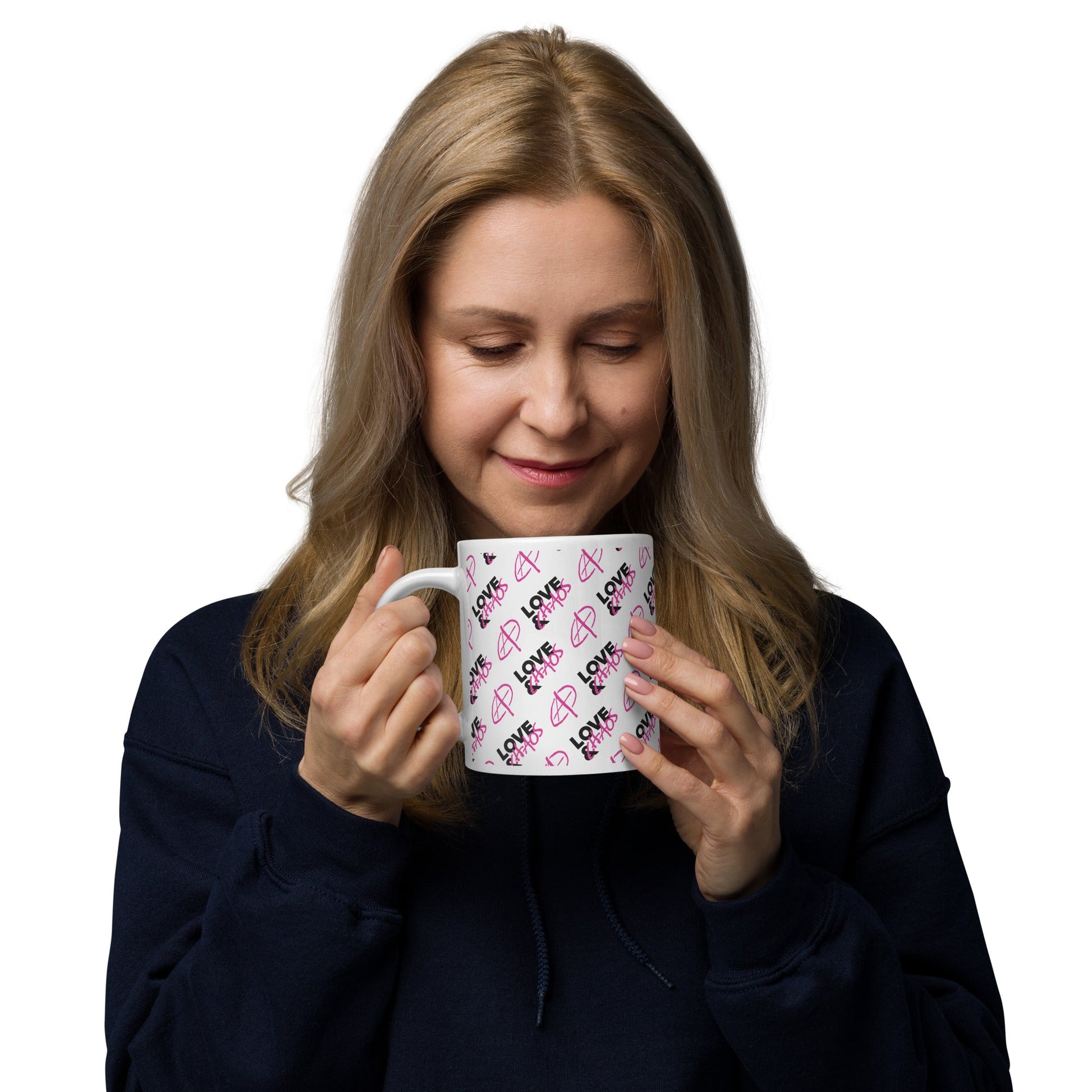 Love & Chaos Pattern White Glossy Mug - Love & Chaos