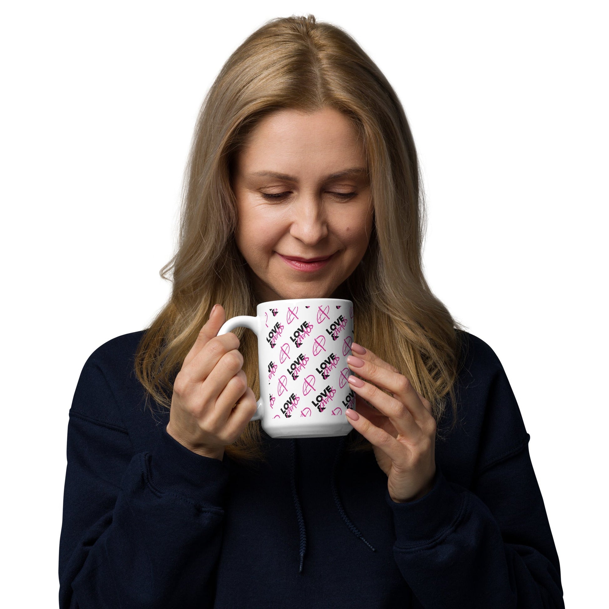 Love & Chaos Pattern White Glossy Mug - Love & Chaos